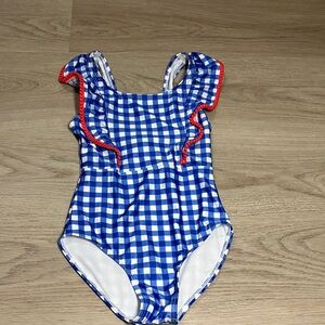 Cat & Jack Blue Gingham One Piece with Red Accents